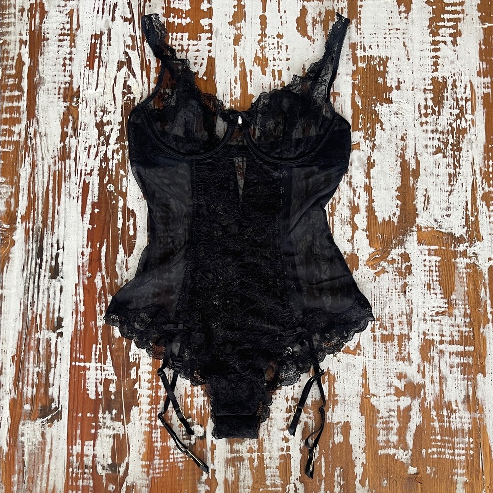 Victoria’s Secret 36C Black Lace Sheer Bodysuit